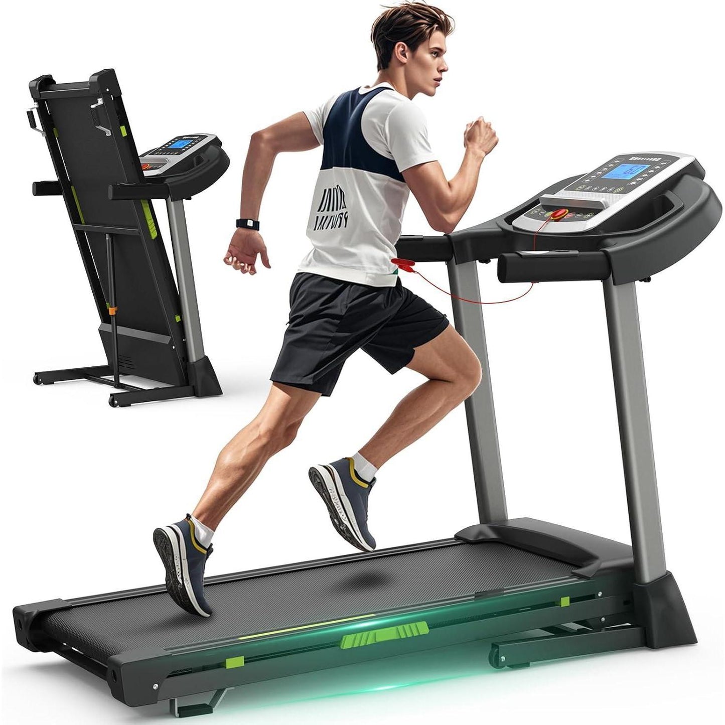Silent Motor Dual Shock Absorption 330 Lbs Loading Portable Folding Treadmill With Intuitive LCD Panel