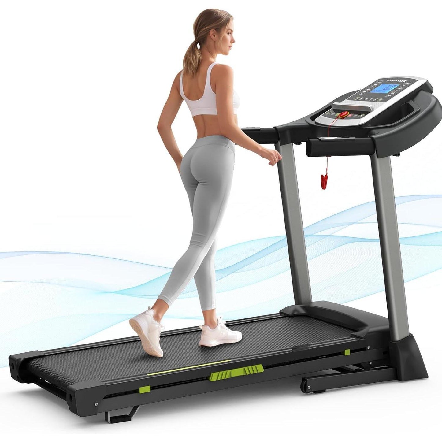 Silent Motor Dual Shock Absorption 330 Lbs Loading Portable Folding Treadmill With Intuitive LCD Panel