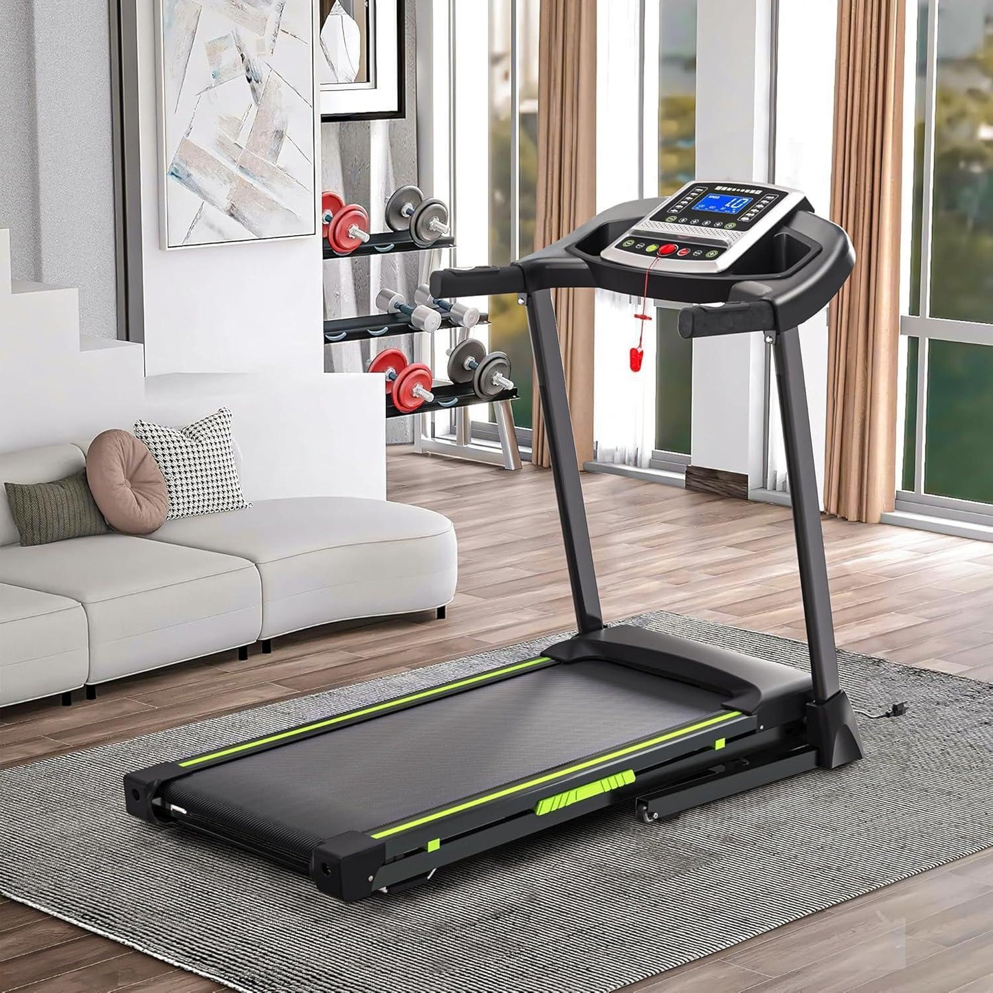 Silent Motor Dual Shock Absorption 330 Lbs Loading Portable Folding Treadmill With Intuitive LCD Panel