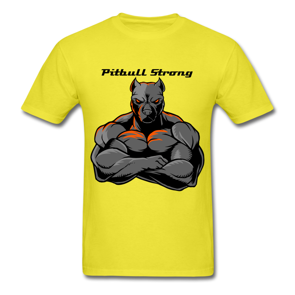 Men's Regular "Pitbull Strong" T-Shirt - yellow