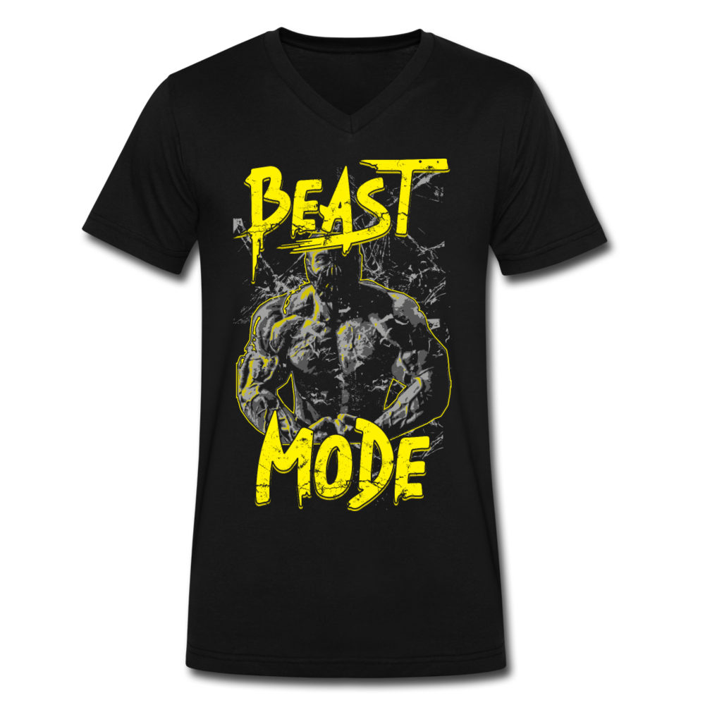 Men's V-Neck " Beast Mode" T-Shirt by Canvas - black