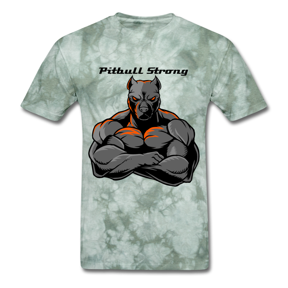 Men's Regular "Pitbull Strong" T-Shirt - military green tie dye